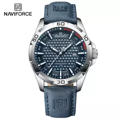 NAVIFORCE-Relógio de quartzo impermeável masculino com pulseira de couro, relógio de pulso esportivo masculino, marca de moda na internet