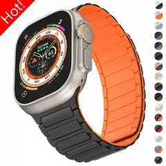 Pulseira Desportiva Magnética para Apple Watch, Pulseira de Silicone, Série iWatch, Ultra 2, 9, 8, 7, 6, 5, 4, 49mm, 45mm, 44mm, 42mm, 38 milímetros, 40 milímetros, 41 milímetros - loja online