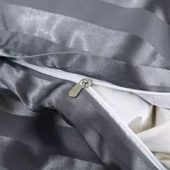 Satin Striped Duvet Cover, sedoso como edredão, conjunto de cama de luxo, completo, rainha, rei, solteiro, duplo tamanho, marfim White Stripe na internet