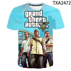 3D Grand Theft Auto imprimindo camisetas para homens e mulheres, camiseta gráfica do Game Gta 45, tops de mangas curtas, camisetas para crianças, verão, novo - loja online