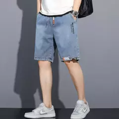 Y2k homens solto baggy denim calças de brim curto moda streetwear hip hop longo capri carga shorts bolso masculino pantalones cortos - loja online