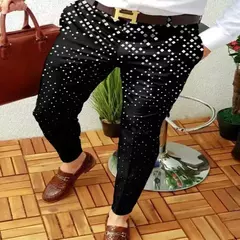 Imagem do Calça comprida casual slim fit masculina, xadrez 3D, grande, tendência de negócios, europeia e americana, novo, 2023