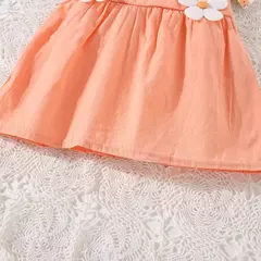 Imagem do Vestido de alça de flor para bebê, Decoração de flores, colarinho dobrável, doce vestido de princesa, verão, novo