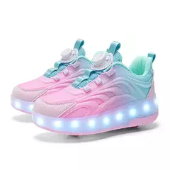 Sapatilhas infantis de patins de duas rodas, luz LED, tênis esportivos brilhantes, skate luminoso, carregamento USB, crianças, meninos, meninas