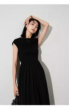 LILYMOON-vestido longo de emenda francês, saia de cintura alta, preto, fino, temperamento, cem, moda, verão - loja online