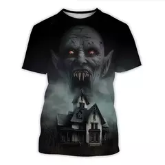 Camiseta de manga curta masculina, filme de terror, vampiro, impressa em 3D, hip-hop, casual, moda verão, novo, 2022 na internet