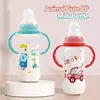 Mamadeira de grande capacidade com alça, desenho animado, material de segurança, bebê, 0-3 anos, 250ml