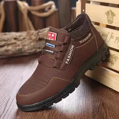 Botas de couro antiderrapante masculinas, tênis de lazer, sapatos de lazer, manter aquecido, algodão, luxo, inverno