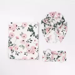 Recém-nascido Swaddle Wrap, Recebendo Cobertor para Recém-nascidos, Acessórios Bebês, Soft Floral Headband, Chapéu, Itens de cama, 3 Pcs por Conjunto - Wolf Magazine