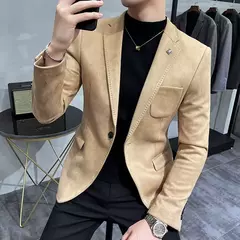 Homens Deerskin Velo Jaqueta Terno Casaco Blazer Negócios dos homens Lazer Slim Fit Marca Moda de Alta Qualidade Único Botão Terno Casaco - Wolf Magazine