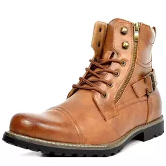 Botas de zíper duplo para homens, Botas de couro casual, Metal - comprar online