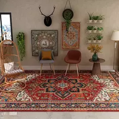 Imagem do American Retro Living Room Decoration Tapete, Tapetes de cabeceira Boho para qua