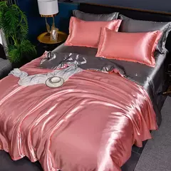 Conjunto de cama sedoso puro cetim, edredão de luxo, lençóis e fronha, cama queen e king size, cama de solteiro e casal