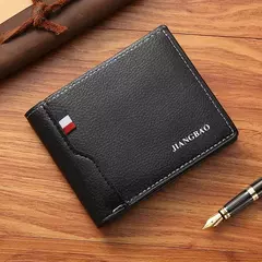 Carteira de couro sintético curta bifold masculina, titular do cartão de identificação de crédito bolsa billfold, Business Slim Clutch, monocromática - loja online