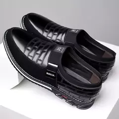 Sapatos masculinos de couro para slip-on, sapatos de sola macia, casual para negócios, escritório clássico, costura elegante - Wolf Magazine