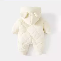 Macacão de urso dos desenhos animados do bebê, macacão infantil, outwear infantil, roupa grossa quente, forro de pele, inverno na internet