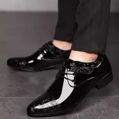 Sapatos de sotaque masculino de couro PU, sapatos casuais, vestido formal, preto, masculino, casamento, festa, oxfords de escritório - Wolf Magazine