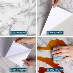 Adesivos de parede de cozinha Vinyl Marble Autoadesivo Wallpaper DIY Heatproof Waterproof Contato Contínuo Wallcovering Wall Decor - comprar online