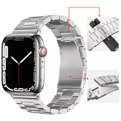 Imagem do Pulseira de metal para Apple Watch, pulseira de aço inoxidável, pulseira para iWatch Series 7, 6, 5, 4, SE2, 9, 8 Ultra, 44mm, 40mm, 45mm, 41 milímetros, 42 milímetros, 49 milímetros