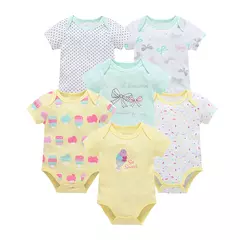 Algodão das meninas do bebê Bodysuit de manga curta, recém-nascido Vestuário, Criança, 0-12 meses, 3 6 Pcs por lote - loja online