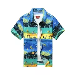 Camisa havaiana de botão manga curta masculina, estampada em coqueiro, camisa Aloha, casual moda praia, plus size, verão, 5XL, 26 cores - comprar online