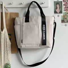 Bolsa de lona impermeável para aluna, grande capacidade, bolsa de ombro, nylon, simples, moda, sacos do mensageiro, sacola casual, novo, 2024