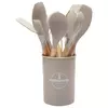 Conjunto De Utensílios De Cozinha De Silicone Antiaderente, Utensílios De Cozinha, Espátula, Pá, Batedores De Ovo, Cabo De Madeira, Ferramenta De Cozinha, Panelas, 12Pcs