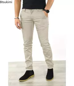 Calça casual diária monocromática masculina, de escritório, empresarial, fina, longa, alta qualidade, reta, social, masculina, nova moda - loja online