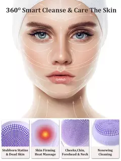 Escova de limpeza facial impermeável sônica para homens e mulheres, purificador de rosto elétrico esfoliante recarregável, escova limpadora