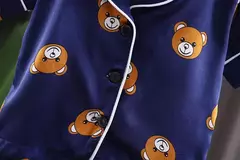 Imagem do Conjuntos de pijama de urso de meninos e meninas, pijamas infantis, roupas de dormir do bebê, camiseta de manga curta, tops com calças