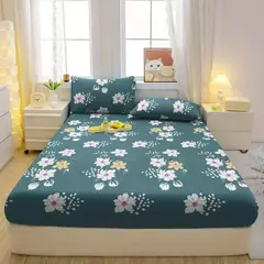 Lençol equipado com plantas e flores impressas para quarto, lençol, roupa de cama simples e moderna, com fronhas, 1 conjunto na internet