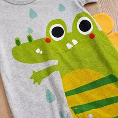 Imagem do Crocodile Bodysuit de meninos e meninas, algodão impresso 3D, confortável, casual, manga curta, bebê, fofo, verão