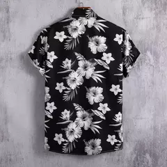 Camisa havaiana estampada geométrica masculina, blusa de praia de peito único, tops de manga curta, roupa de feriado masculina, moda flor, 2023 - Wolf Magazine