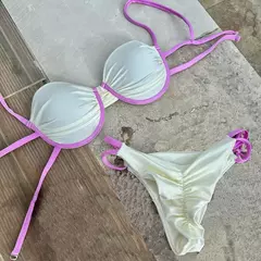 Conjunto de biquíni sexy push up para mulheres, maiô brasileiro, moda feminina, roupa de banho monocromática, moda praia brilhante, 2021 na internet