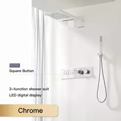 Sistema de chuveiro de bronze preto de luxo wall-mounted led display digital design frio & quente duplo-controle de 4 funções torneira de chuveiro de teto - comprar online