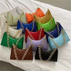 Bolsa feminina com padrão de diamante, luxuoso couro PU, cor sólida, bolsa de ombro de nicho, tendência feminina, bolsa para telefone axilas na internet