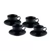 4 Xícaras de Chá Wolff de Ceramica Preto 195ml