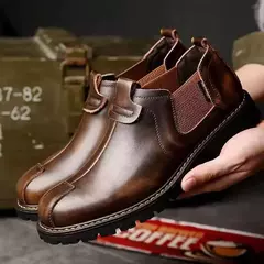 Botas de couro vintage para homens, sapato casual, sapato alto, bota Tenis masculina na internet