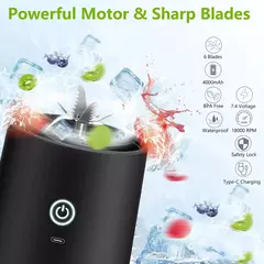 Grande capacidade portátil Juicer Cup, poderoso motor, rápido agitando misturador liquidificador, copo de mistura ao ar livre, 600ml, lâmina de 10 folhas, 4000mAh, novo na internet