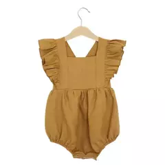 Romper com babados para menina, romper sem mangas, algodão e tecido de linho para recém-nascido, roupas de verão - comprar online