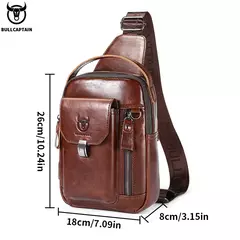 BULLCAPTAIN-Bolsa de Peito de Couro Genuíno Masculina, Bolsa Multifuncional Crossbody, Anti-Roubo, Bolsa Retro para Telefone Móvel, Casual, 7,9";;VERDADEIRO;;"Coffee na internet