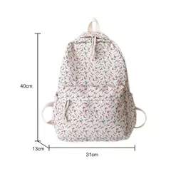 Estudante coreano mochila escolar floral branco sacos de escola para meninas adolescentes bonito mochila feminina marca saco de livro náilon