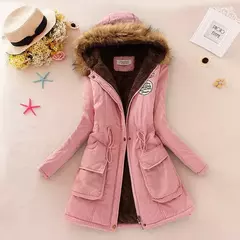 Casaco fino acolchoado de algodão para mulheres, parkas com capuz casual, sobretudo quente acolchoado, outono e inverno, 2023, 2023, emboridery, novo