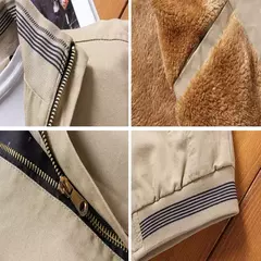 Imagem do Outono e Inverno Espessurado Quente Windbreaker Homens Piloto Jaqueta Jaqueta Dos Homens Jaqueta De Lã Casaco De Beisebol Militar Dos Homens 5XL