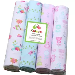 Algodão Flanela Cobertor para Bebê Recém-nascido, Envoltório de Camada Única, Swaddle Blanket, Impresso, Lençol, 4Pcs - loja online