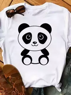 Maycaur-camiseta de manga curta para mulher, top solto com estampa de panda fofa, casual e solta, verão