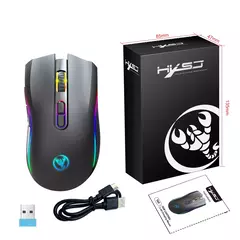 HXSJ-T69 Mouse mecânico sem fio para jogos, 2.4G, RGB, ergonômico, 7 botões programáveis, 4800DPI, Office Gamer na internet