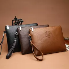 Clutch estilo empresarial para homens, carteira grande, couro PU macio, bolsa de pulso masculina, lazer elegante, bolsas de mão elegantes, bolsa de presente, nova - Wolf Magazine