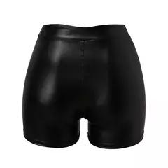 Shorts de couro para mulheres, cintura alta, esticar, empurrar para cima, preto, calças esportivas, fitness, fino, boate sexy, fêmea