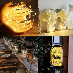 Fairy LED Lights String com Botão, 3 Modos, Guirlandas, Bateria, Enfeite de Natal, Festa de Casamento, Árvore de Natal, Decoração de Ano Novo